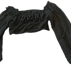 Forever 21 Used Womans Crop Top Long Sleeve. - Black - Size Medium.